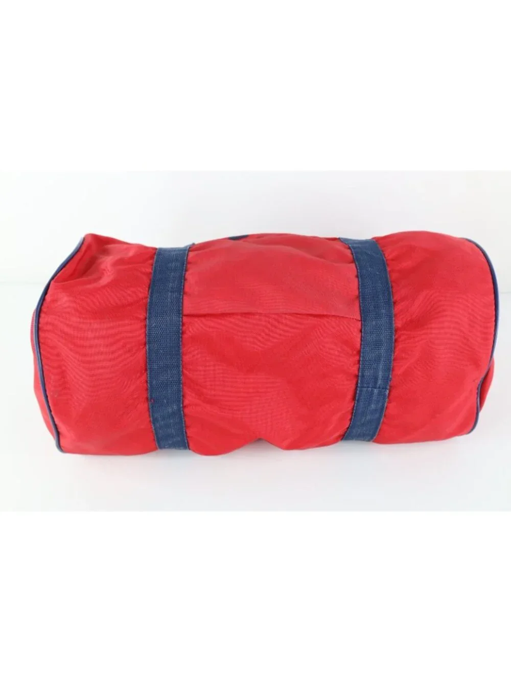 Vintage 70s 80s Lee Dungarees Spell Out Box Logo Handled Duffel Bag Carry On Red